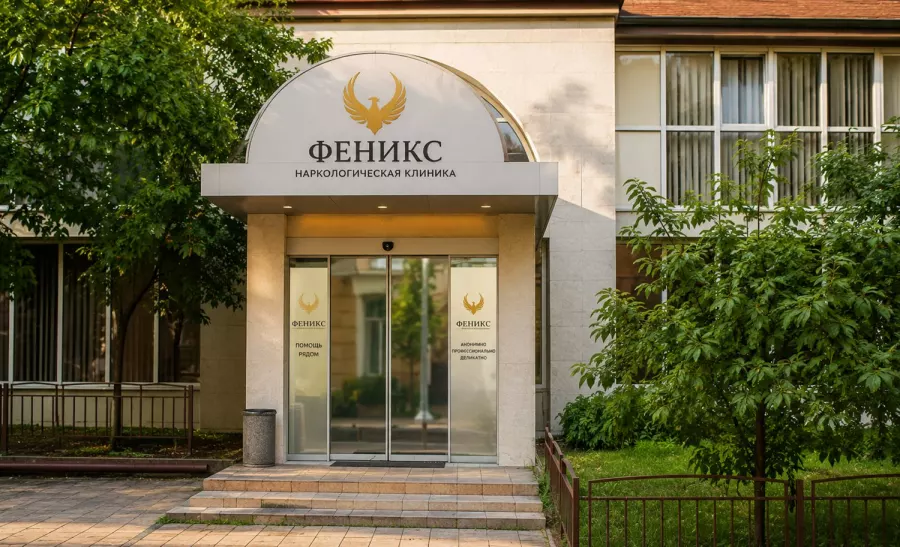 Вход в наркологическую клинику «Феникс» в Урус-Мартане